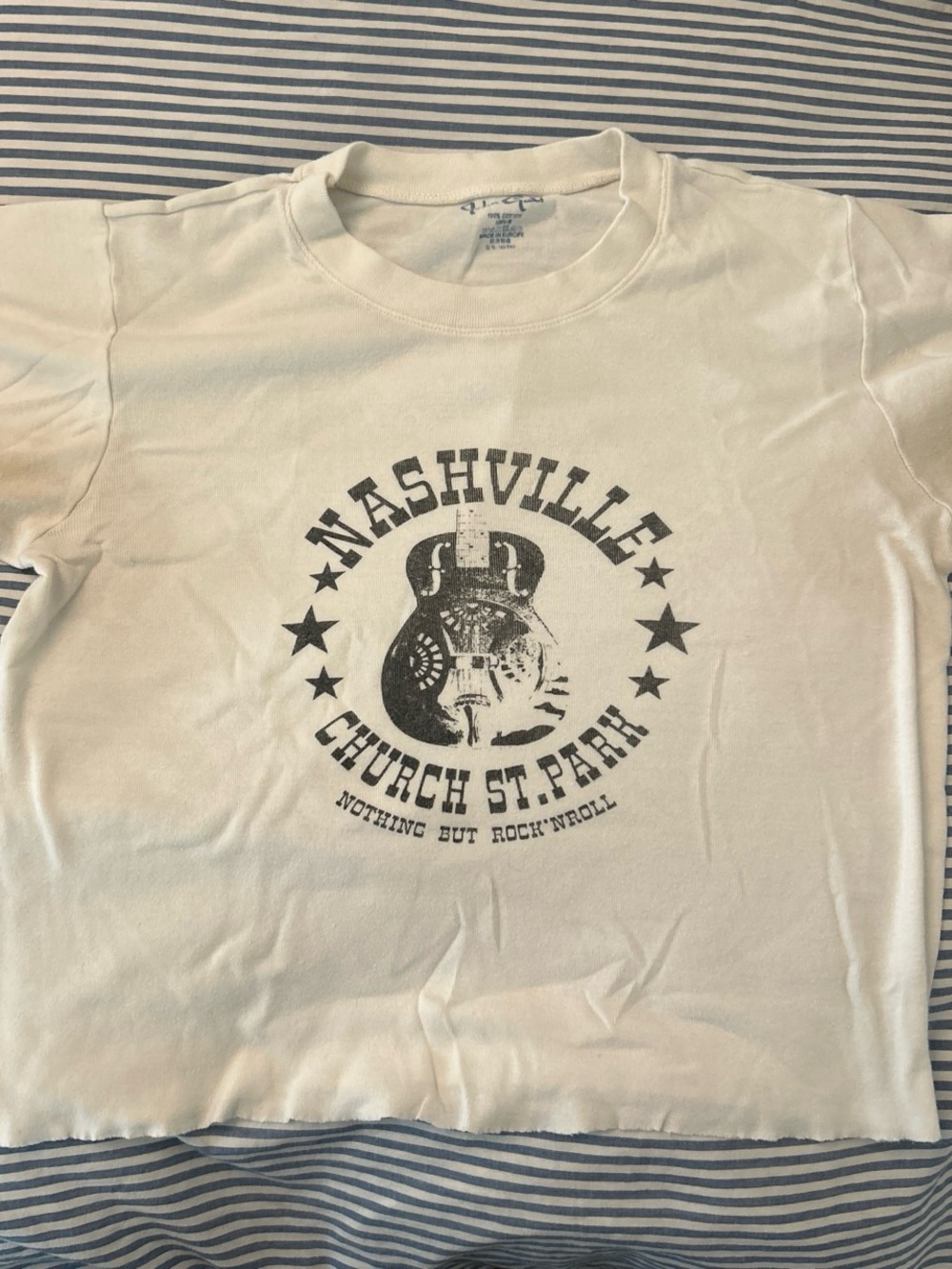 Brandy Melville White Graphic Nashville Tee with Black Print